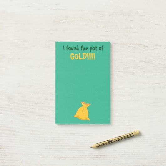 Post-it® J'ai trouvé le pot d'or de la Saint Patrick (Sur un bureau)
