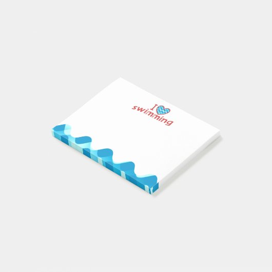 Post-it® J'aime (coeur) nager (Incliné)