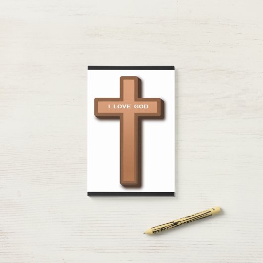POST-IT® "J'AIME DIEU" CROIX (Sur un bureau)