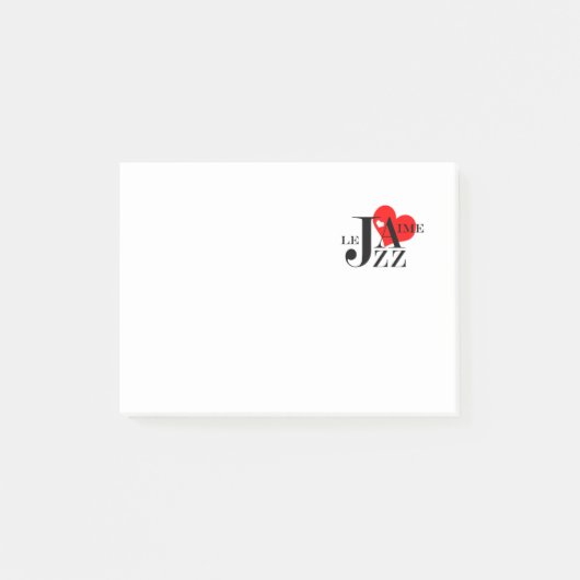 Post-it® J'aime le jazz - amant français de jazz (Devant)