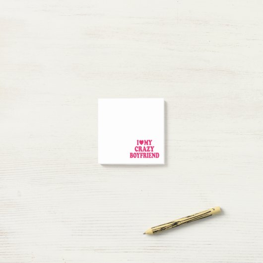 Post-it® J'aime mon copain fou (Sur un bureau)