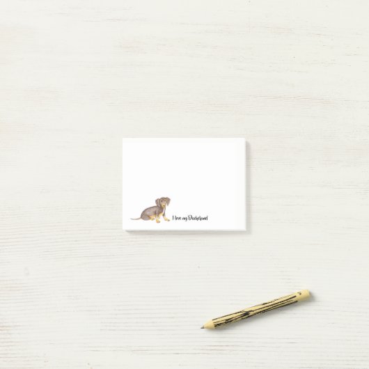 Post-it® J'Aime Mon Dachshund| (Sur un bureau)