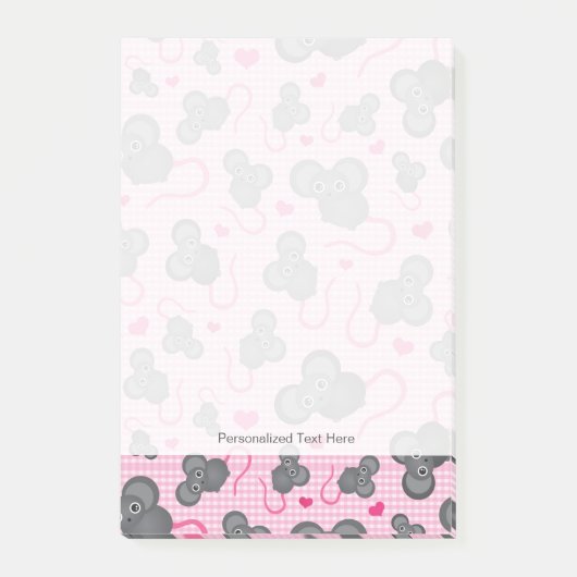 Post-it® J'aime mon motif de souris dans le rose (Devant)