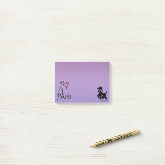 Post-it® j'aime Paris' Notes de caniche (Sur un bureau)