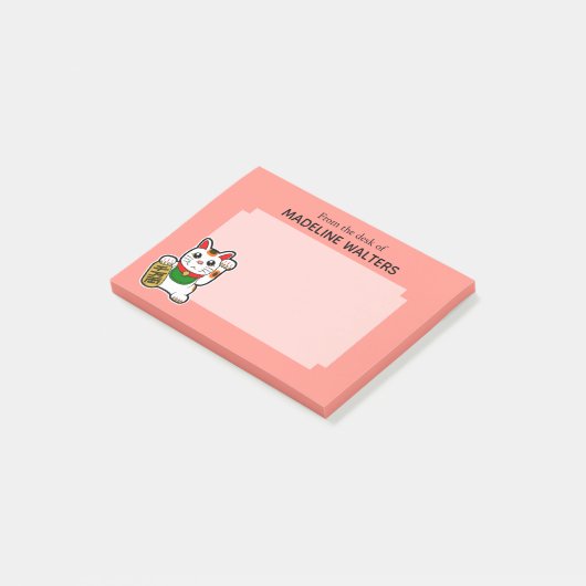 Post-it® Japonais Becking Cat Pink Personnalisé (Incliné)
