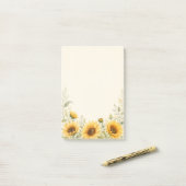 Post-it® Jardin de Tournesols Dorés Aquarelle (Sur un bureau)