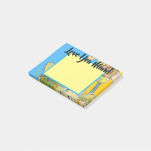Post-it® Jaune Daffodil Aimer You Mum Post It Notes (Incliné)