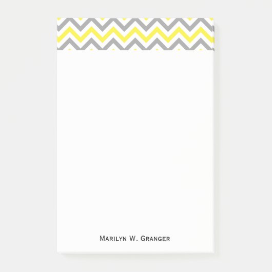 Post-it® Jaune, Gris Dk What Grand Motif Chevron ZigZag (Devant)