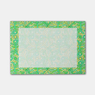 Post-it® Jaune irlandais de vert de motif de tresse de