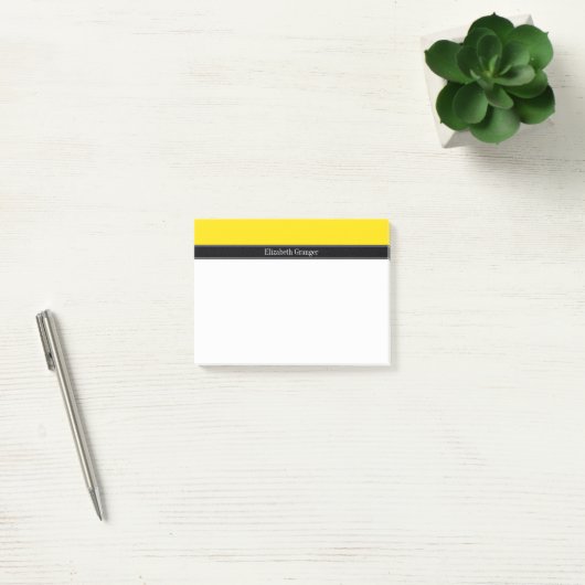 Post-it® Jaune, Noir Nom du ruban Monogramme (Bureau)