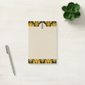 Post-it® Jaune noir verre Damas Kraft Monogramme initial (Bureau)