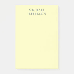 Post-it® Jaune Très Pâle Minimaliste Moderne Nom Simple