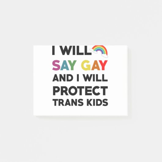 Post-it® Je Dirai Gay Et Je Protégerai Les Enfants Trans Lg (Devant)