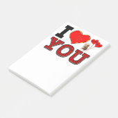 Post-it® Je t'aime avec des étreintes et des baisers (Incliné)