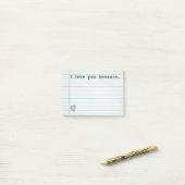 Post-it® "Je t'aime parce que…" complétez la note vide (Sur un bureau)