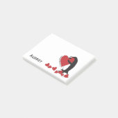 Post-it® Je t'aime plus ! Mignon pingouin et cœur rouge (Incliné)