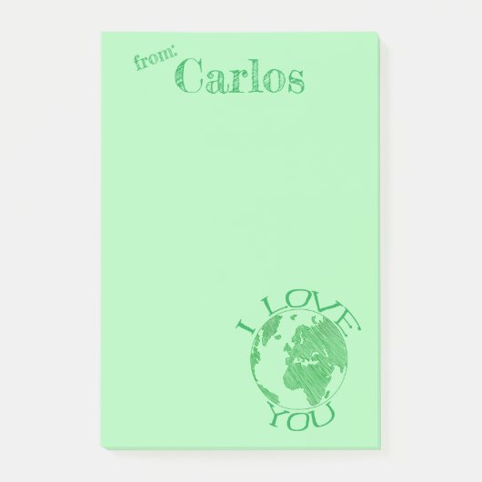 Post-it® Je T'Aime Terre, Croquis, Vert Personnalisé Post (Devant)