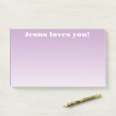 Post-it® Jésus t'aime! | ombre violet (Sur un bureau)