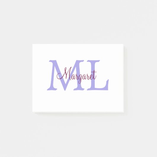 Post-it® jeté simple minimal ajouter nom monogramme rose ro (Devant)