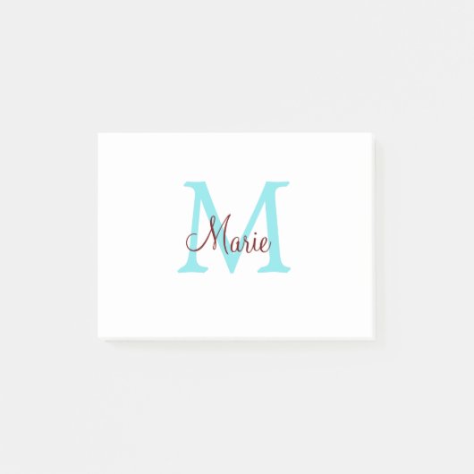 Post-it® jeté simple minimal ajouter nom monogramme rose ro (Devant)