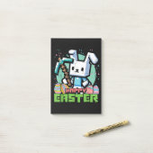 Post-it® Jeu de pixels de lapin de Pâques heureux (Sur un bureau)