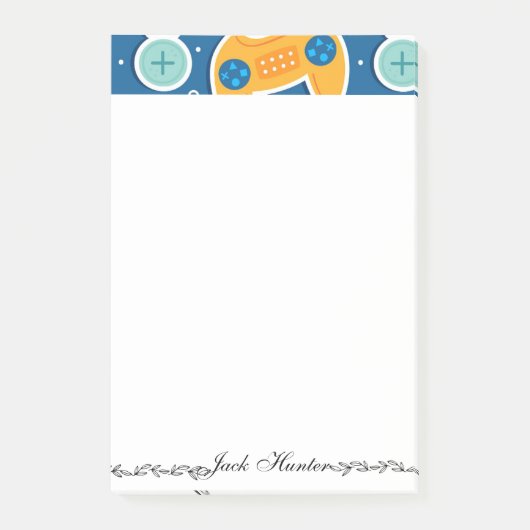Post-it® Jeu Vidéo Bleue Nom à thème Personnalisé (Devant)