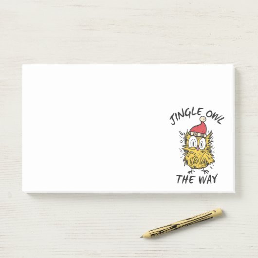 Post-it® Jingle Owl en chemin Funny Père Noël Owl (Sur un bureau)