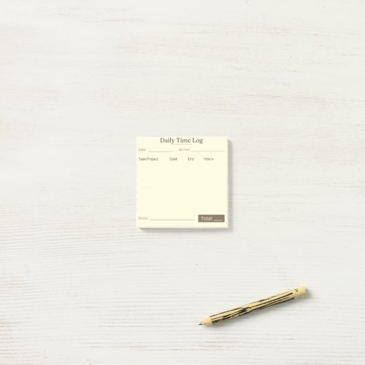 Post-it® Job Time Log Notepad – Work Hours Tracker (Sur un bureau)
