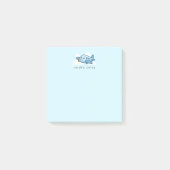 Post-it® Joli avion de dessin animé bleu dans le ciel Texte (Devant)