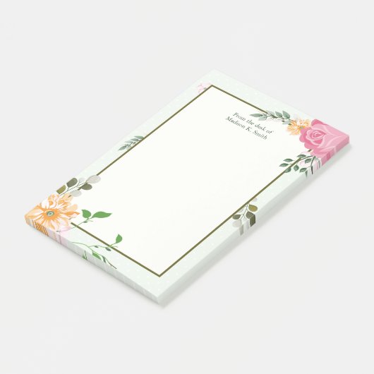 Post-it® Joli bloc-notes floral personnalisé pour réception (Incliné)