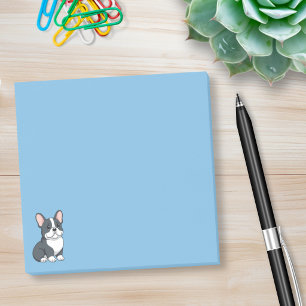Post-it® Joli Bouledogue Français Noir et Blanc sur Fond Bl