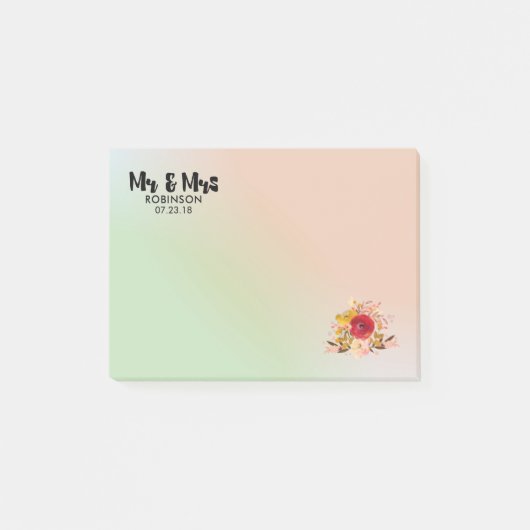 Post-it® Joli Bouquet Floral Aquarelle M & Mme (Devant)