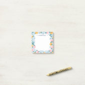 Post-it® Joli cadre fleuri rose et jaune (Sur un bureau)