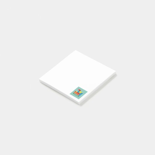 Post-it® Joli Cardinal Rouge Ouverture D'Un Cadeau Bleu (Incliné)