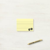 Post-it® Joli Cartoon Noir Chiot Empreintes de pattes Linke (Sur un bureau)