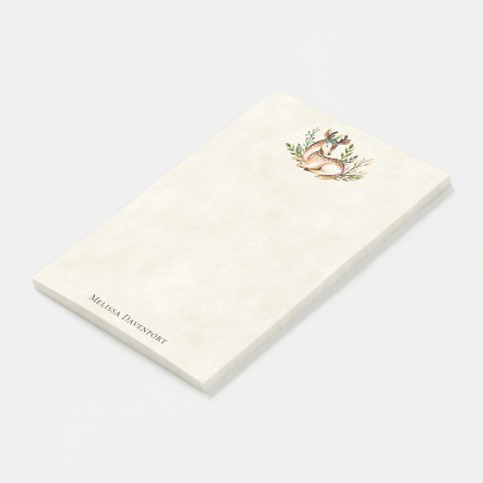 Post-it® Joli Cerf Aquarellé Posé En Bas Boho (Incliné)