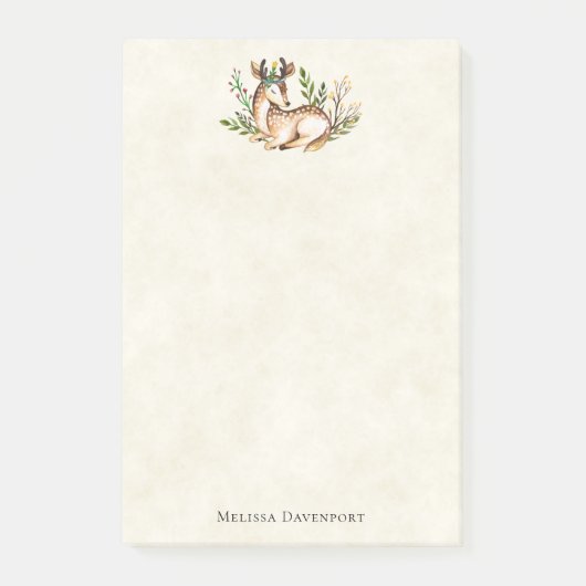 Post-it® Joli Cerf Aquarellé Posé En Bas Boho (Devant)