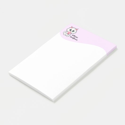 Post-it® Joli Chat Blanc Tenant Un Coeur 1 (Incliné)