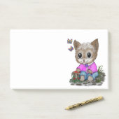 Post-it® Joli Chat Chaton et Papillon (Sur un bureau)