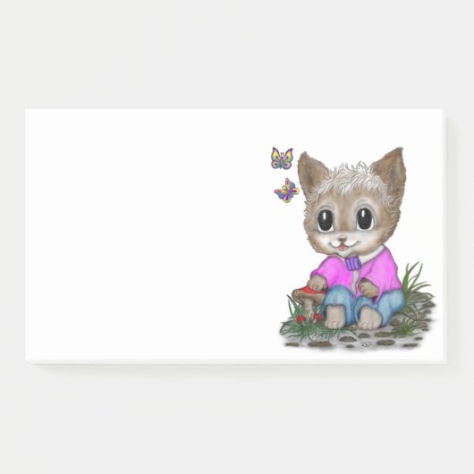 Post-it® Joli Chat Chaton et Papillon (Devant)