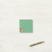 Post-it® Joli Chat Chaton Rouge Jaune Parapluie Tomber Vert (Sur un bureau)