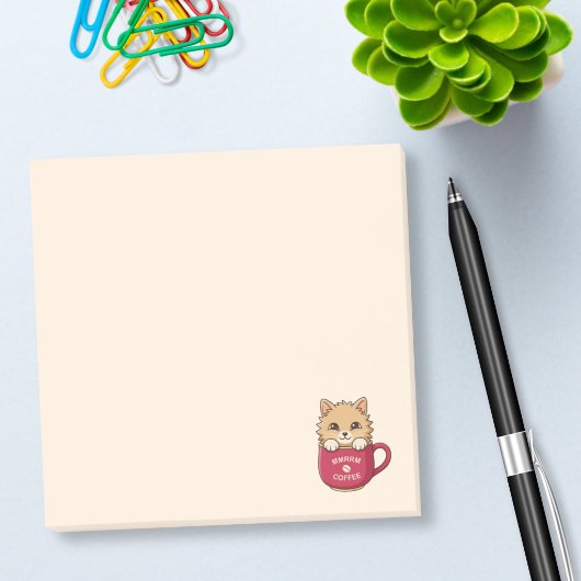 Post-it® Joli chat de dessin animé dans une tasse de café b