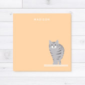 Post-it® Joli Chat Gris Tabby Notes Orange avec Nom