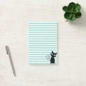 Post-it® Joli chat noir fantaisiste sur rayures (Bureau)