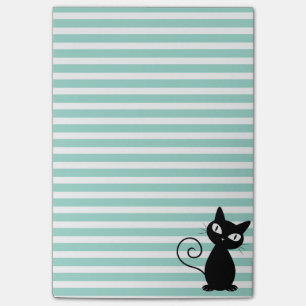 Post-it® Joli chat noir fantaisiste sur rayures