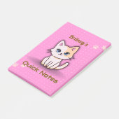 Post-it® Joli Chat Rose Kitty Nom Personnalisé (Incliné)