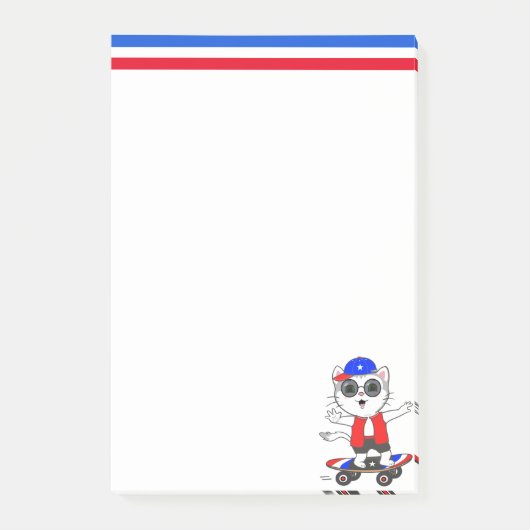Post-it® Joli chat skater (Devant)