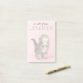 Post-it® Joli chaton rose (Sur un bureau)