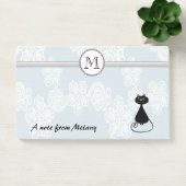 Post-it® Joli chic dentelle noir monogramme de chat (Bureau)