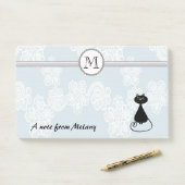 Post-it® Joli chic dentelle noir monogramme de chat (Sur un bureau)